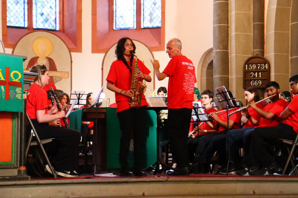 A group of people playing instruments