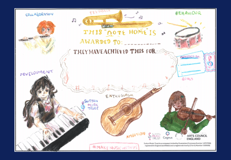 Artistic musical design for "Note Home" reward scheme