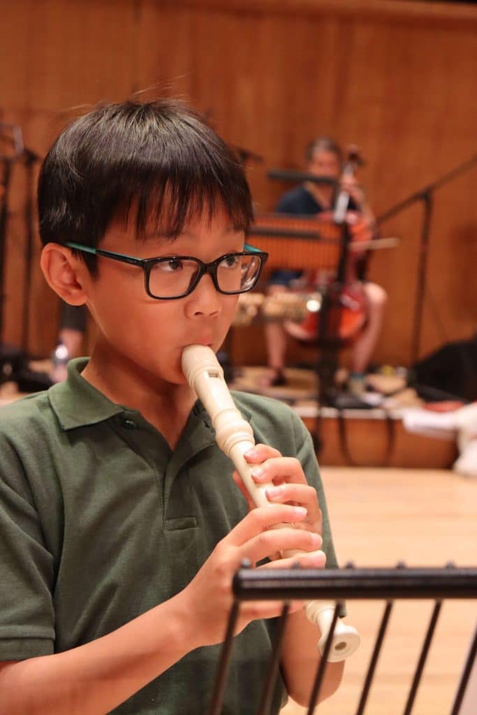 Image of a child playing a recorder