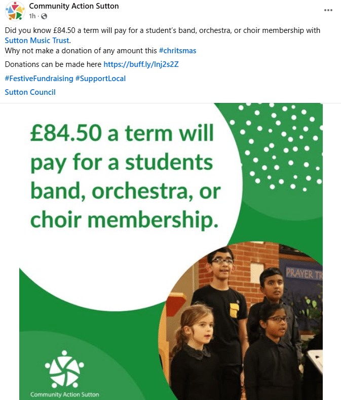 SMT has been shared as a chosen charity for Community Action Sutton.